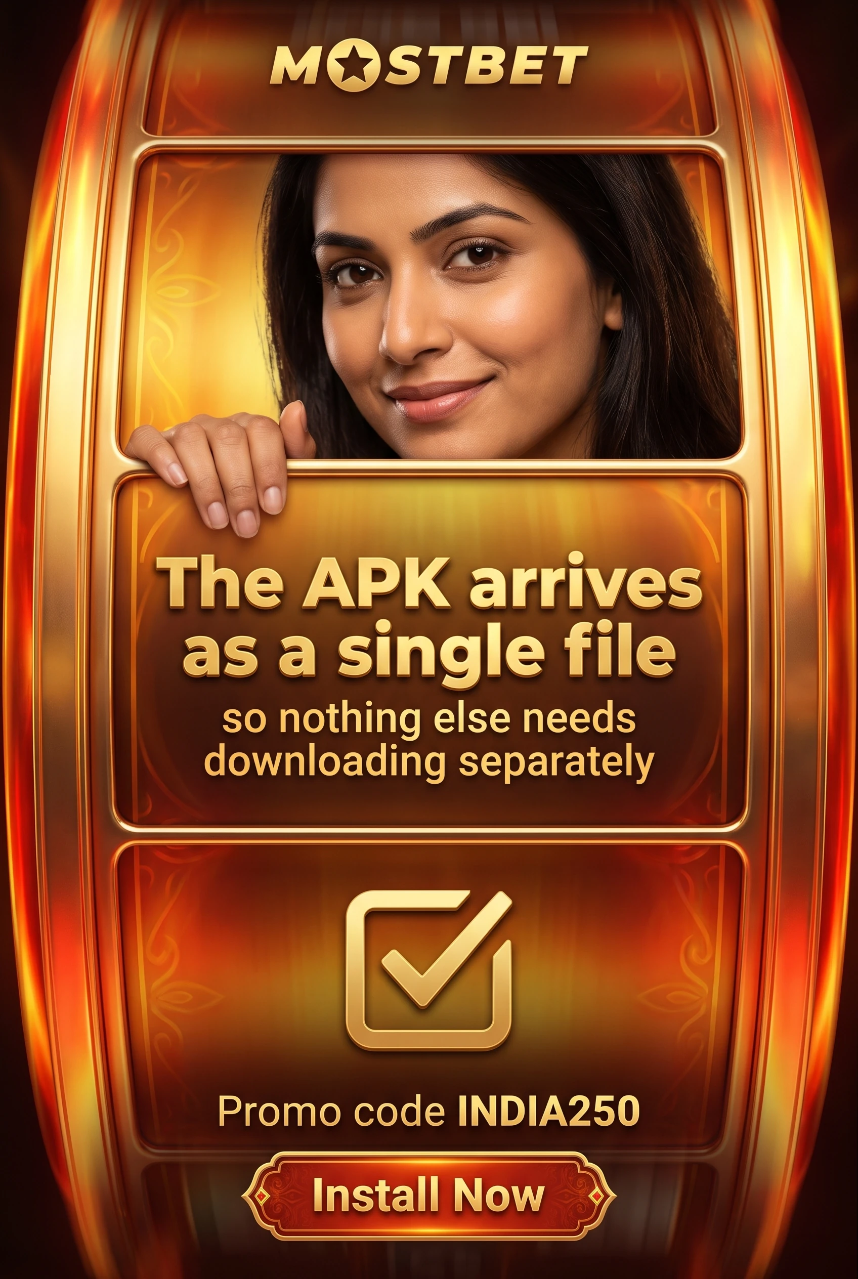 Opening the saved Mostbet APK file on Android
